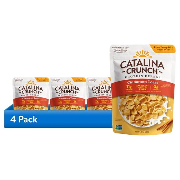 (4 pack) Catalina Crunch Protein Cereal, Cinnamon Toast 9 oz