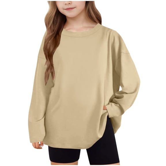 Bovxnpu Girls Long Sleeve T Shirts Kids Spring Fall Tops School Tee Kids Undershirt Casual Loose Long Sleeve Undershirt Tops