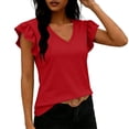 thumbnail image 5 of BRGZLK Short Sleeve Striped Shirt Women Casual Loose Summer Tops T-Shirts Ruffle V Neck 2026 Tee Trendy Blouses, 5 of 7
