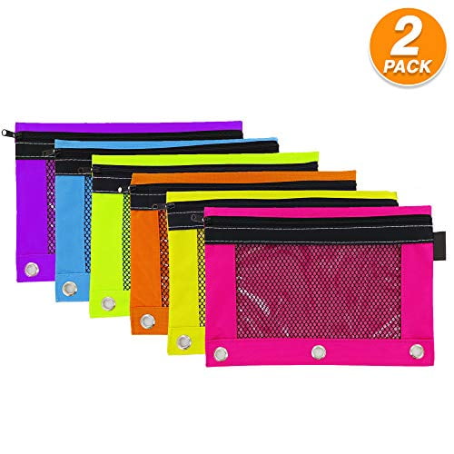 Emraw 3 Ring Canvas Zipper Pencil Pouch Zippered Binder Pen Bags for