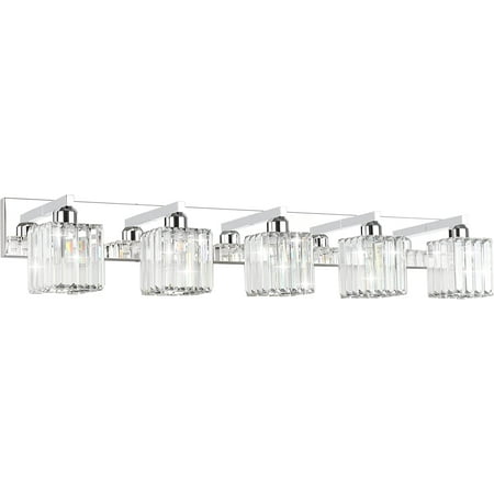 

Bathroom Vanity Light Stainless Steel Modern Vanity Light 5 Lights Crystal Bathroom Vanity Light Fixtures (Exclude Bulb)