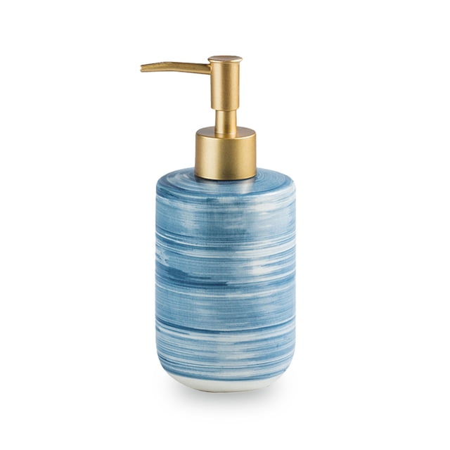 Qeeadeea Marble Pattern Design Soap Dispenser With Pump, Refillable Lotion Dispenser For Bathroom Vanity Countertop, Ceramic Shampoo Dispenser-black-300ml/10.6oz