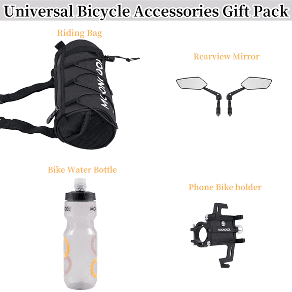 Lilypelle Bicycle universal accessory kit，Bike rearview mirror，Bike Water Bottle，Riding Bag，Bicycle phone holder