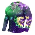 thumbnail image 4 of CONZONE Carnival Men's T-Shirts Short Sleeve Mardi Gras T Shirts for Men Casual Crew Neck Fashion Graphic Lightweight Tees Soft Cozy Half Zip Tops, 4 of 4