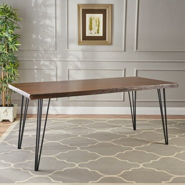 Noble House Industrial Faux Live Edge Rectangular Dining Table, Natural