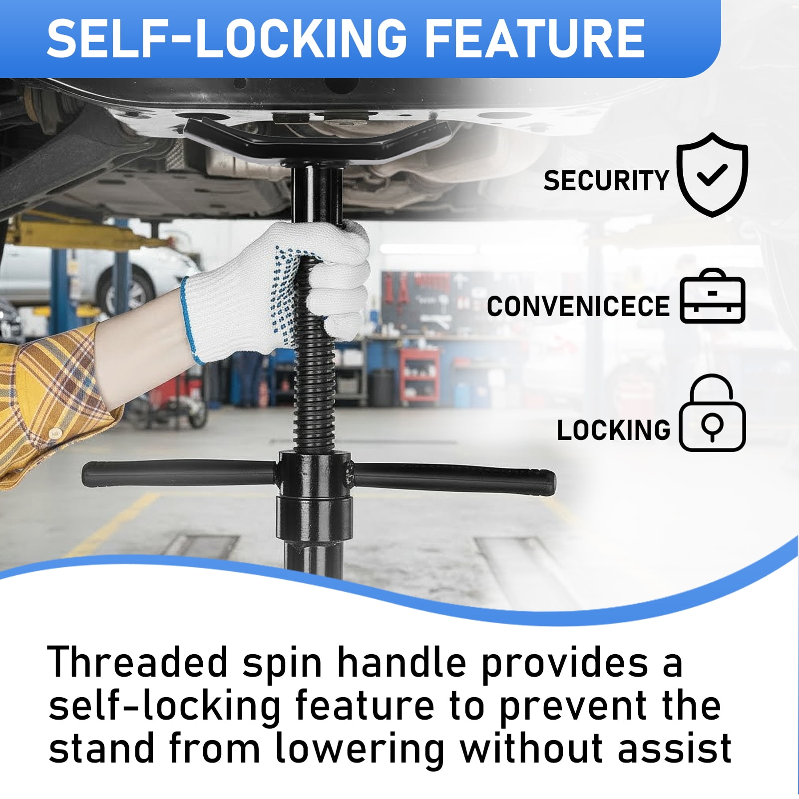 Ktaxon 3/4 Ton Underhoist Support Stand, Adjustable 54"-82", Heavy-Duty Floor Jack Stand