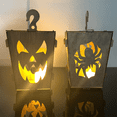 thumbnail image 1 of Halloween Wooden Lighted Pumpkin for Tabletop, Light Up Pumpkin Ghost Lamp Lantern Shadow Box Halloween Decoration C, 1 of 7