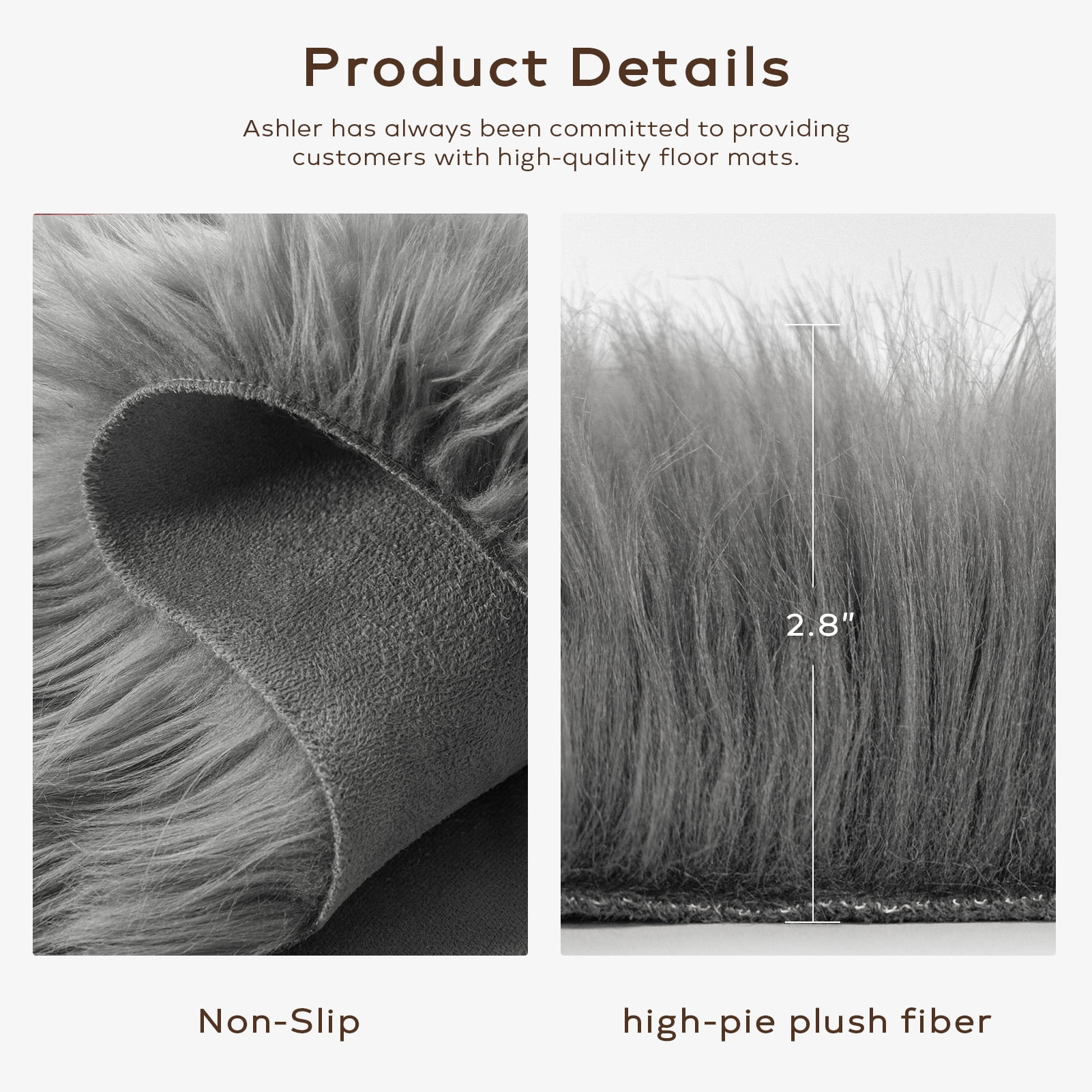 Phantoscope Faux Fur Area Rug, Fluffy Dark Gray Shag Carpet, Ultra Soft Machine Washable Indoor Area Rug, 2' x 3', for Living Room, Bedroom, Nursery & Kids Room