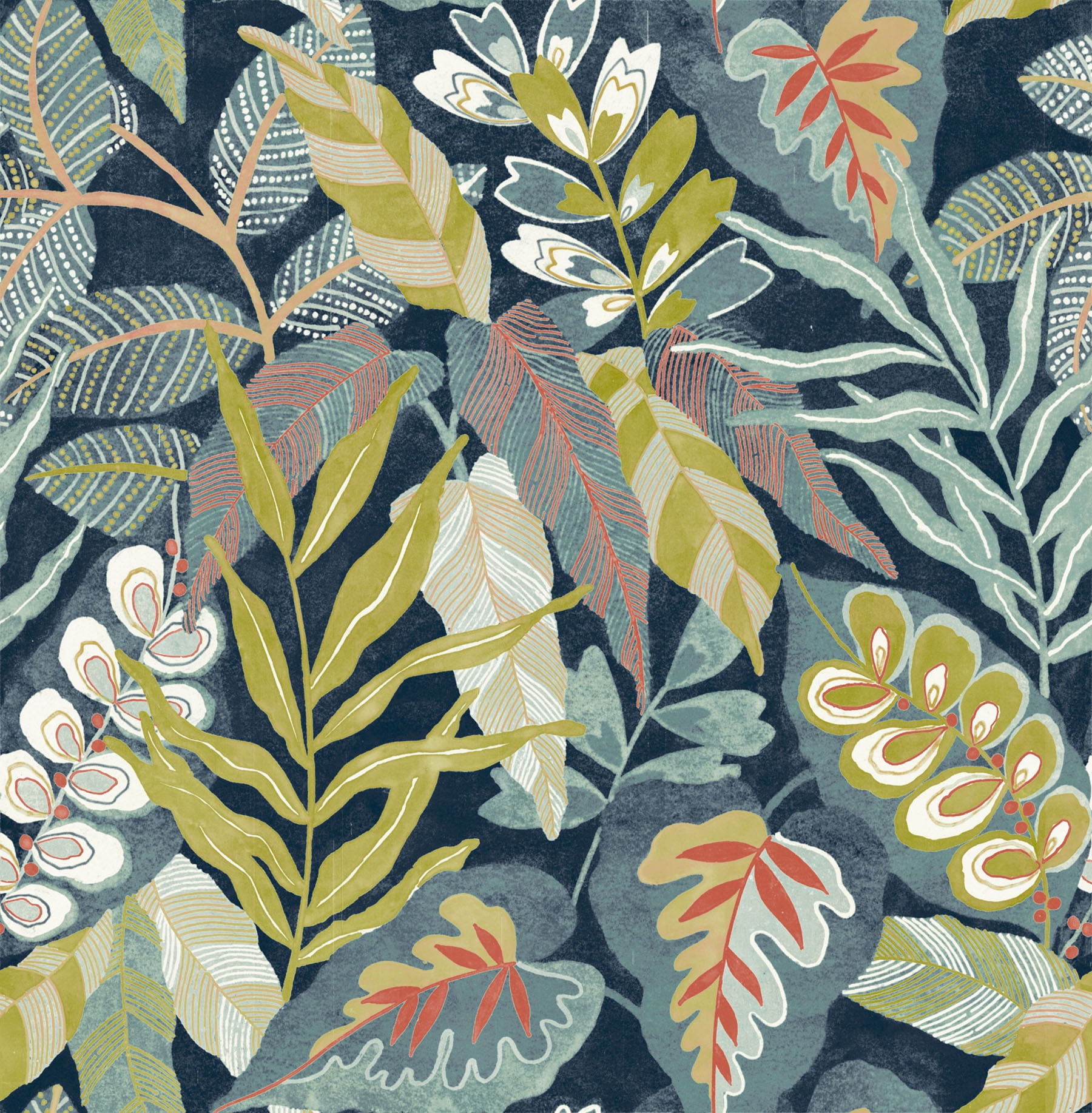 (2 pack) Roommates Studio Blue Malena Floral Peel and Stick Wallpaper 30.75 Sq. ft