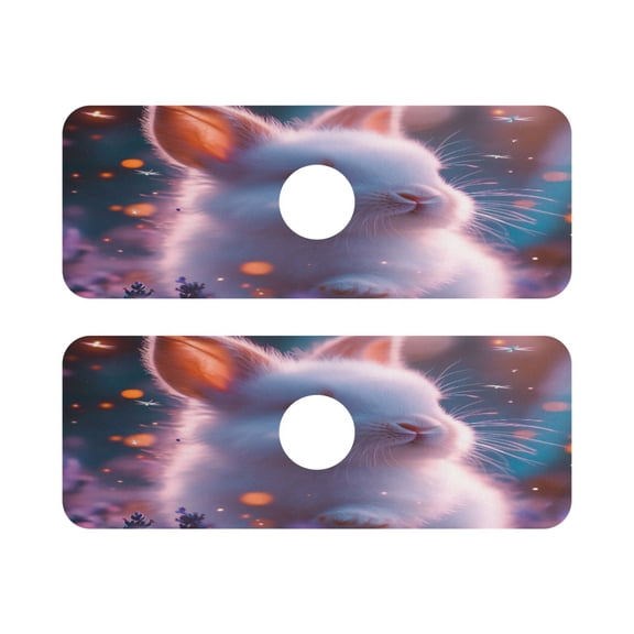 Rabbit Quick Dry Silicone Algae Faucet Pad 14.7x5.4in 2 Pack Absorbent Mat for Kitchen Sink, Bathroom Countertop