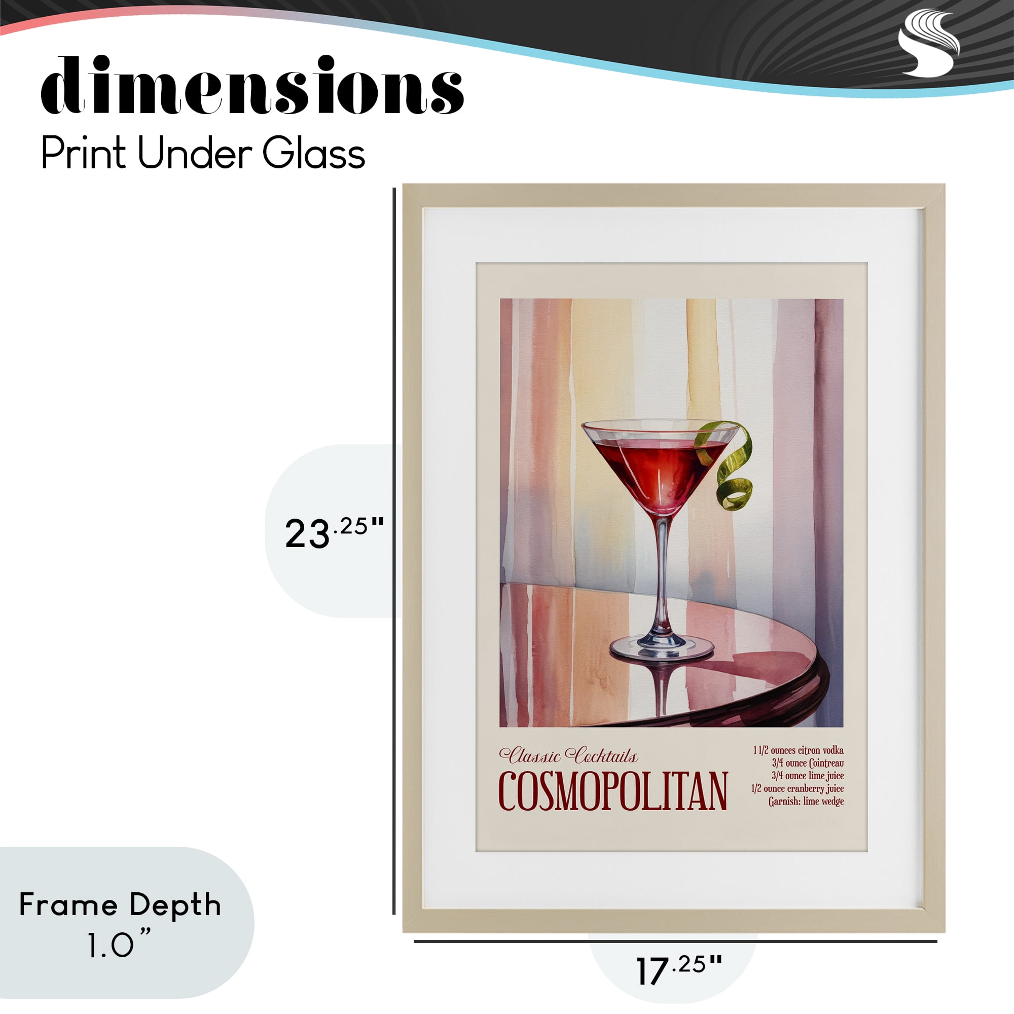 Stupell Industries Cosmopolitan on Reflective Table Birch Framed Print Under Glass, design by Andreas Magnusson