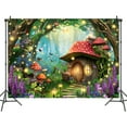 thumbnail image 3 of Mushroom Forest Backdrop, 10 x 8 ft Enchanted Fairytale Forest Background Kids Magic Forest Jungel Woodland Photography Backdrop Banner for Baby Shower Birthday Party Photo Props Decor, 3 of 5