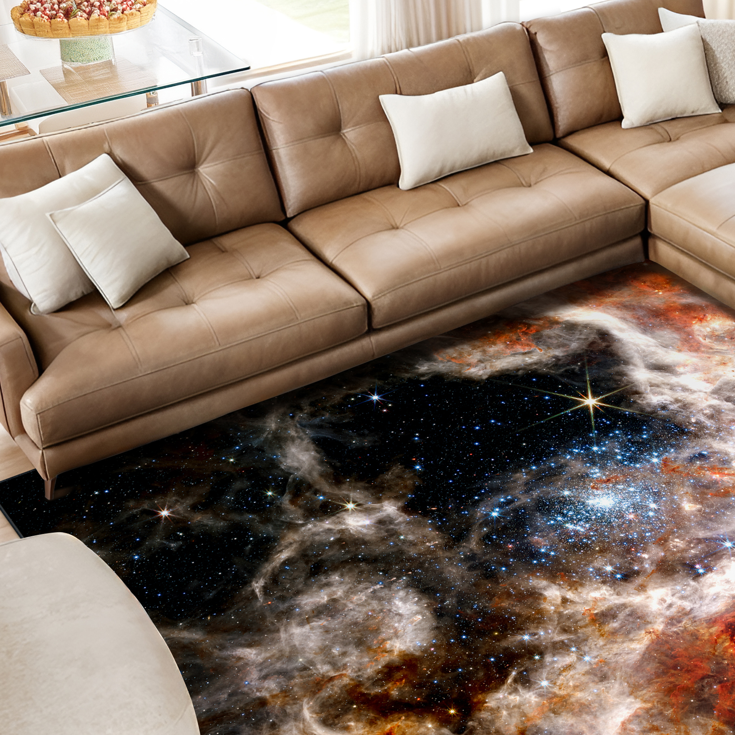 The James Webb Space Telescope Washable Art Area Rug size 8'x10', Power-loomed, Heavenly Softness with Non-Slipping Backing