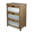 thumbnail image 2 of HomeRoots  30 x 21.25 x 13.75 in. Rustic Brown Wood & Galvanized Metal End Table with Three Drawers, 2 of 5