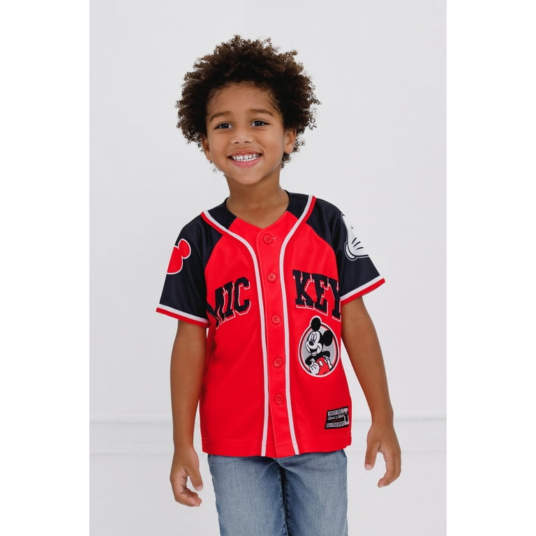 Disney Mickey Mouse Mesh Baseball Jersey Button Down Dress Shirt Toddler to  Big Kid - Walmart.com