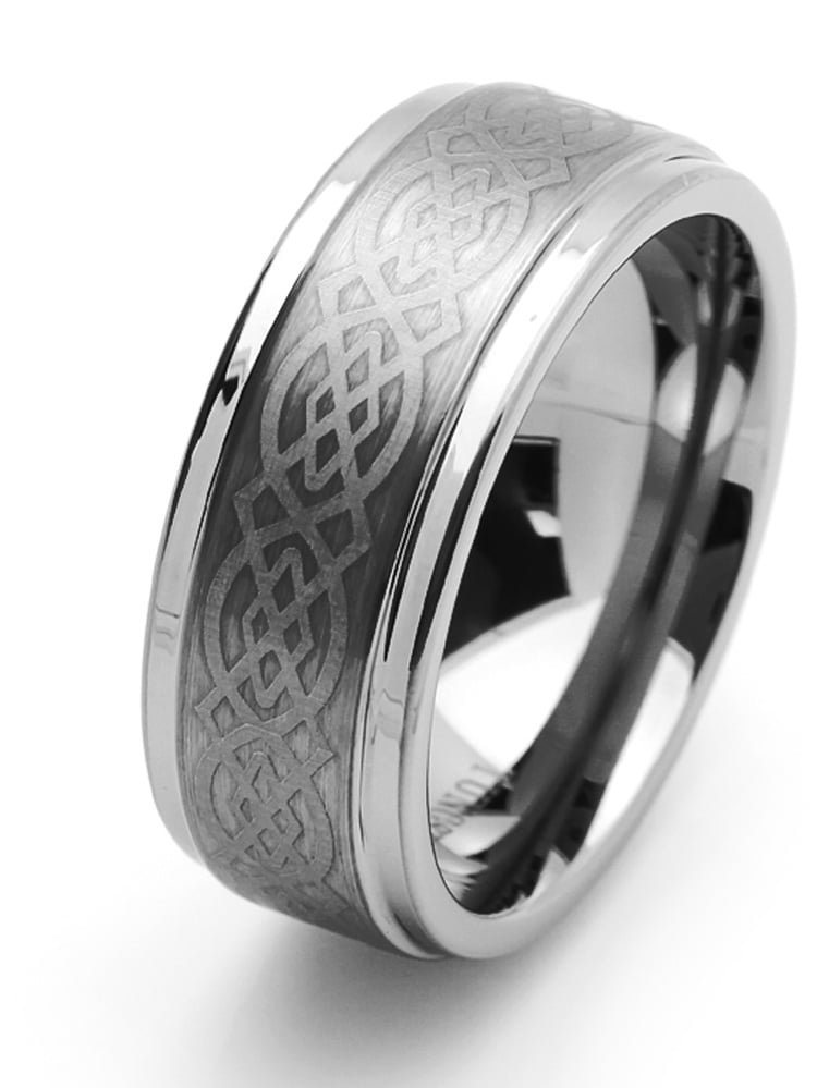 9mm Comfort Fit Ultimate Metals Co Mens Titanium Wedding Band Ring with Laser Etched Celtic Design