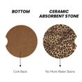 thumbnail image 3 of Round Ceramic Car Coasters 2 Pack Absorptive Clean Cork Bottom For Anti-Slip Use On Most Cars Leopard Skin Print Style Darkgreen1_4, 3 of 8