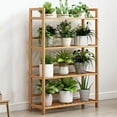thumbnail image 3 of Ladder Bamboo Shoe Rack Wooden Storage Shelves Books Plant Display Rack 4 Tier, 3 of 5