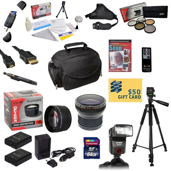 Pro Shooter Kit for Nikon D100 D200 D300 D300s with 64GB SDXC Card, 2 Batteries, Charger, 0.43x Lens, 2.2x Lens, 5 Piece Filter Kit, Hdmi Cable, Padded Gadget Bag, Tripod, Strap, Lens Pen and more