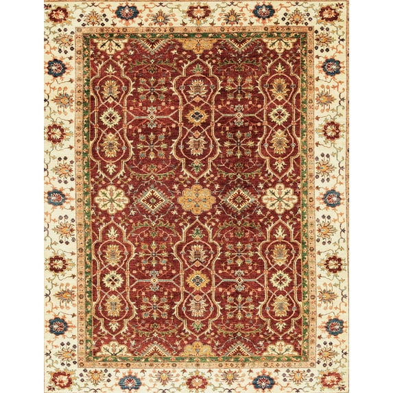 Ahgly Company Indoor Rectangle Abstract Yellow Oriental Area Rugs, 2' x 4'