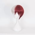 thumbnail image 2 of My Hero Academy's Burnt Frozen Red and White Two tone Short Hair Styling Cosy Wig Red and White Gradient, 2 of 4