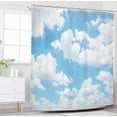 thumbnail image 2 of Blue Sky White Cloud Shower Curtain Natural Landscape Scenery Waterproof Fabric 72x72 Inch Polyester Bathroom Bathtub Decoration 12 Pack Plastic Hooks, 2 of 6