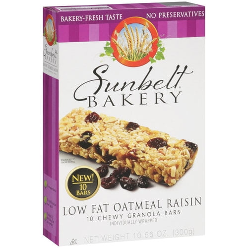 Sunbelt Bakery Low Fat Oatmeal Raisin Chewy Granola Bars, 10 ct