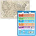 thumbnail image 1 of 2 Pack - Antique Style USA Map + USA Money $ Chart (Laminated, 18" x 29"), 1 of 5