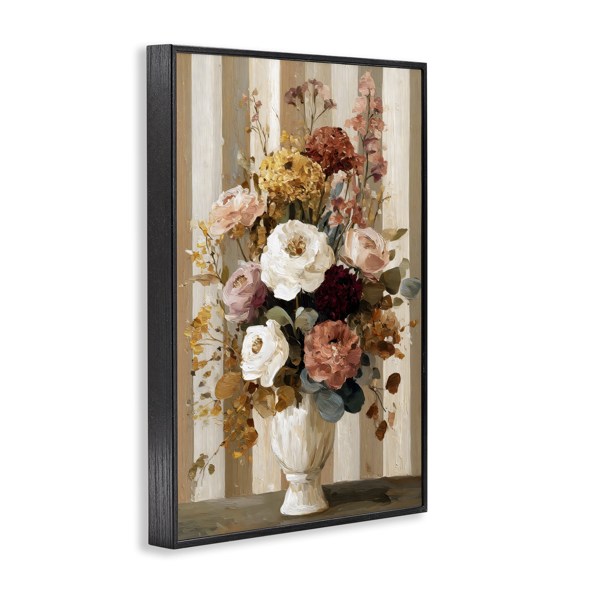 Stupell Industries Vintage Arrangement in Vase Black Framed Giclee Art, design by Petal Prints Design