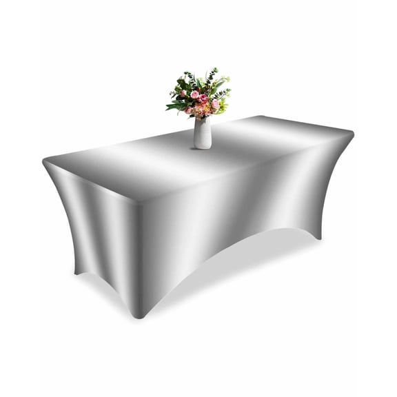 Fitted Tablecloth 6ft Grey Rectangular Tablecloths Stretch Spandex Table Cover Washable Elastic Abstract Gradient Color Table Cloth Protector for Dinner Party Wedding Banquet