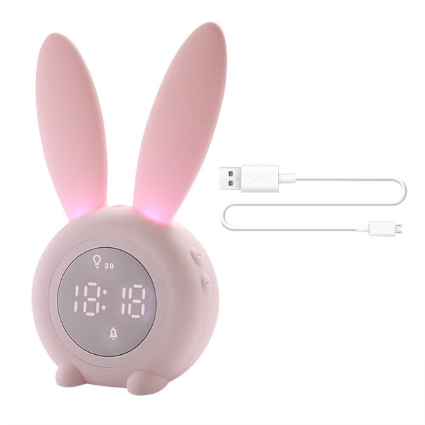 Despertador 0.5W Reloj de dibujos animados recargable Decoración Temporizador digital con luz nocturna, Rosa Yuarrent HA003195-03B