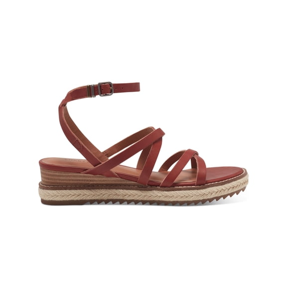 LUCKY BRAND Womens Beige Treaded Strappy Comfort Nemelli Round Toe Wedge Buckle Leather Espadrille Shoes 9.5 M