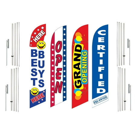 4 Swooper Flags With 4 Pole Kits Best Buys Open Grand Opening Certified Pre Owned