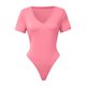 thumbnail image 2 of Gibobby Mono Ajustado de Verano Body de manga corta con cuello en V de color sólido ajustado sexy informal para mujer(Rojo， M), 2 of 5