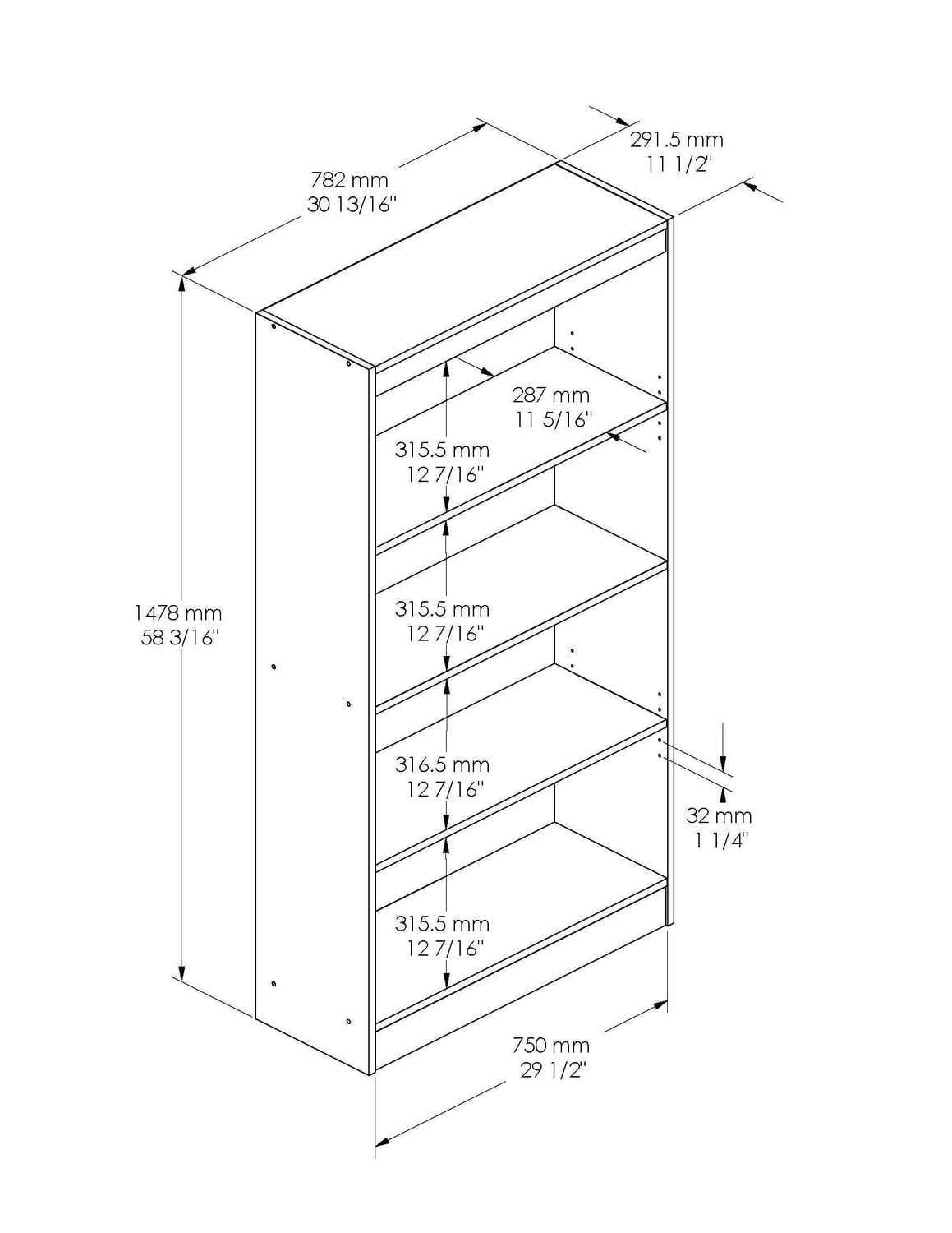 South Shore Smart Basics 4-Shelf Bookcase