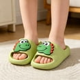 thumbnail image 4 of Djtdsds Kids Dinosaur Slide Sandals, Soft Non- Open-Toe Slippers Color:Green,Size:9.5-10 Years, 4 of 7