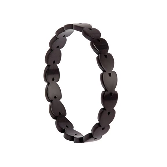 HIJONES Women's Heart Ring for Couples Stainless Steel Ladies Band Ring Black Size 9