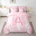 thumbnail image 2 of Homewish Monogrammed A Theme 7-Piece Twin Bedding Sets,Cartoon Stereoscopic Diamond Bedding Comforter Set,Pink Sparking Print Sheet Sets For Girl Teens,Ultra Soft Bedroom Decor Reversible, 2 of 8