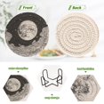 thumbnail image 4 of Yayeee 6 PCS Drink Coasters with Holder Set Woven Absorbent Round Tabletop Hot Pad, Black Moon, 4 of 7