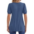 thumbnail image 3 of MOYIKO Blouses for Women T Shirts Pleated Button Puff Short Sleeve Shirts Dressy Casual V Neck Tunic Tops Summer Shirts, 3 of 7