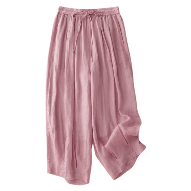 Pantalones anchos con cintura elástica para mujer, para primavera/verano - Pantalones cortos informales con cordones