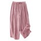 thumbnail image 1 of Pantalones anchos con cintura elástica para mujer, para primavera/verano - Pantalones cortos informales con cordones, 1 of 7