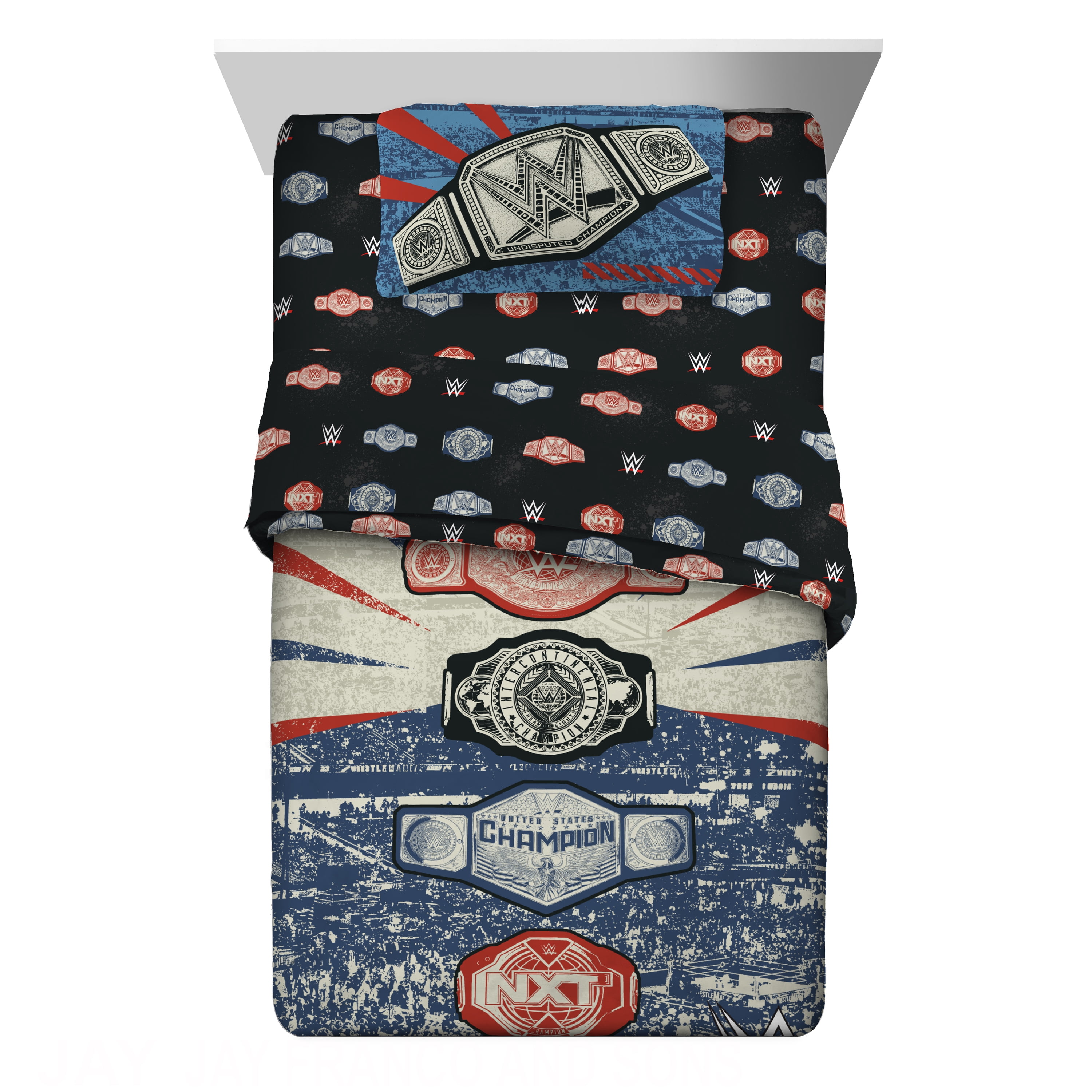 WWE Kids Full Bed in a Bag, 5Pc Bedding Set, Comforter and Sheets