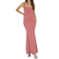 thumbnail image 2 of Women Long Fishtail Dress Casual Solid Color Low Cut Party Dress for Beach Cocktail Summer Streetwear, 2 of 8