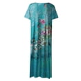 thumbnail image 5 of SMihono Robe Maxi Bohème d'Été pour Femmes Grande Taille Mode Femmes Été Décontracté Manches Courtes Col en V Robe Imprimée Florale Robe de Plage, 5 of 5