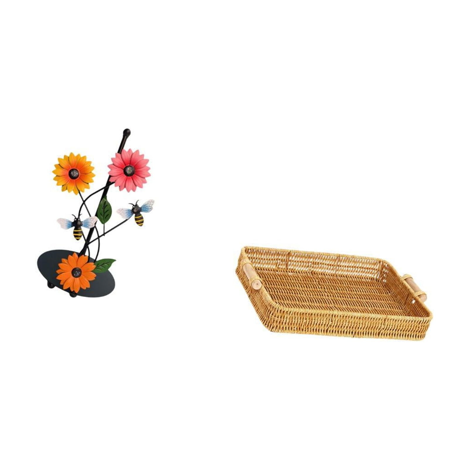 Fiocias Toilet Paper Holder Paper Towel Holder Countertop Storage Basket Woven Kitchen Basket with Handles Handmade Iron Material Suitable for Kitchen Counter