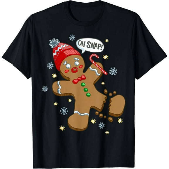Trendy Holiday Apparel Gingerbread Man Oh Snap Christmas T-Shirt TShirt