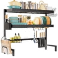 thumbnail image 6 of Over The Sink Dish Drying Rack, Expandable 3-Tier Stainless Steel Kitchen Storage Organization Accessories for Countertop, Rustproof & Space-Saving, 31.5"–39.5" L x 12" W x 33" H, Black, 6 of 6