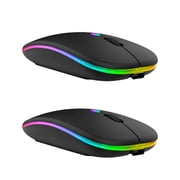 US 1-2 Pack Slim Wireless Bluetooth 2.4Ghz Mouse Dual Mode LED Rechargeable Mice