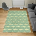 thumbnail image 2 of Sea Animals Turkish Area Rug, Sharks Swimming Horizontal Silhouettes Powerful Dangerous Wild Life, Soft Carpet for Living Room Decor, 4' X 5.7', Pale Teal and Beige, by Ambesonne, 2 of 4